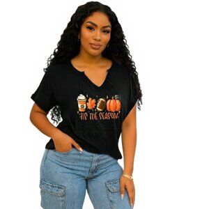 Tis the Season Fall Graphic Tee | Pumpkin, Coffee & Football Shirt for Women